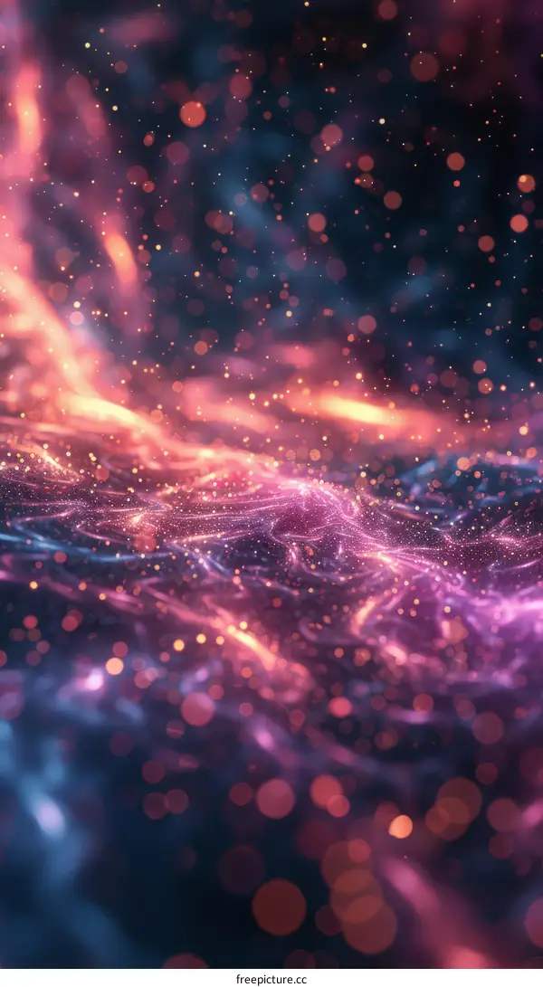 Vibrant Glowing Particles Undulate with Gleaming Illumination