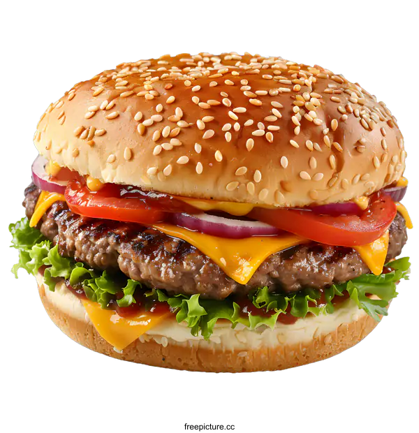 [Transparent Background PNG]Close Up of a Delicious Cheeseburger