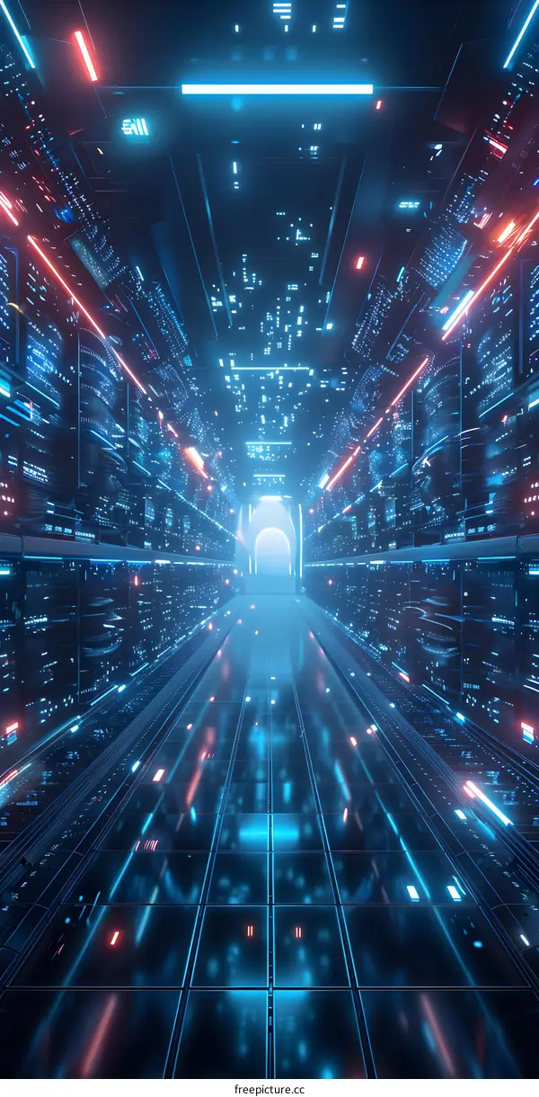 Abstract Futuristic Neon Light Tunnel