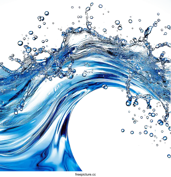 [Transparent Background PNG]Abstract Blue Water Splashing Wave Art