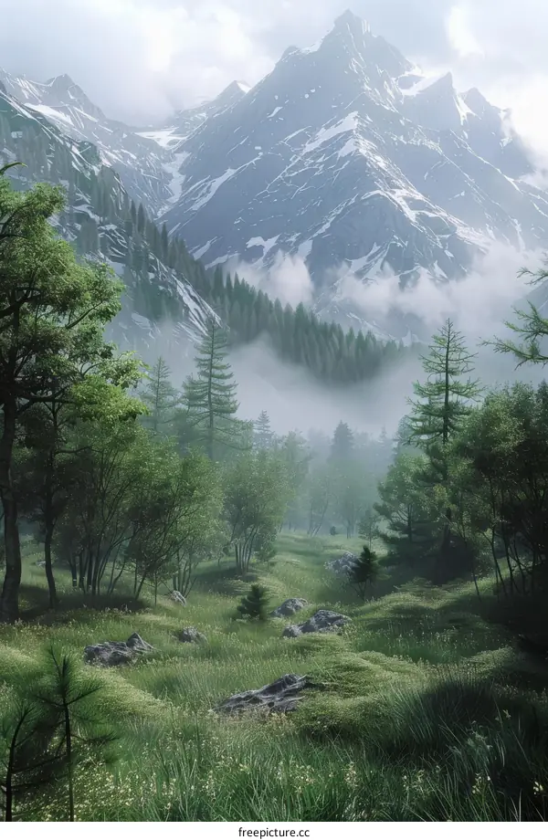 Misty Mountain Valley Landscape
