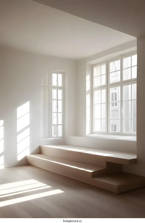 Minimalist Interior Design with Sunlight Streaming Through Windows