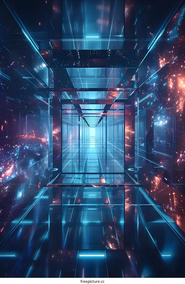 Blue and purple glowing futuristic sci-fi tunnel