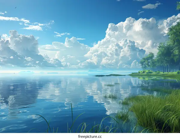 Tranquil Lake and Blue Skies