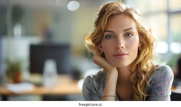 portrait of a beautiful young woman with blonde hair and blue eyes
