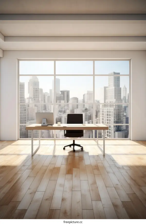 Empty Office Interior with Cityscape View