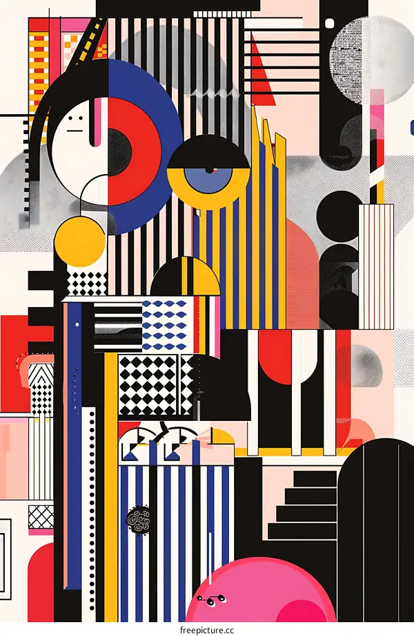 Abstract Geometric Design with Vibrant Colors and Shapes