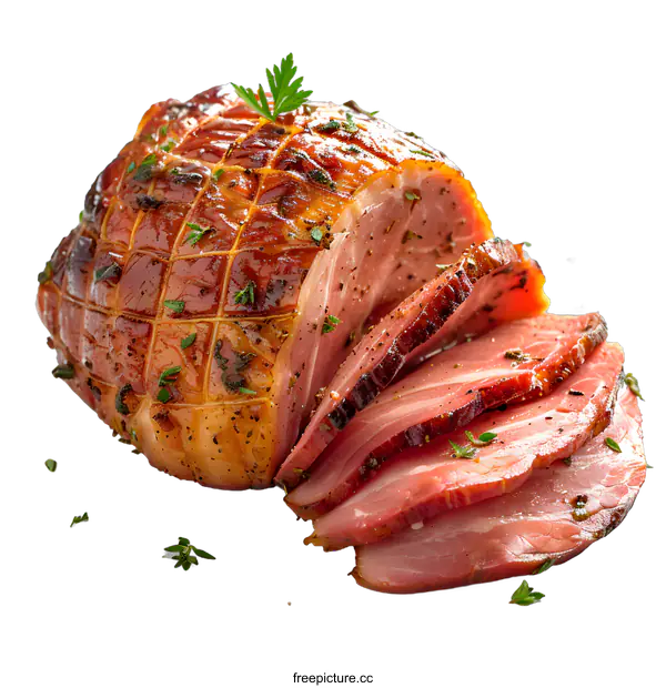 [Transparent Background PNG]Sliced roasted pork on white background