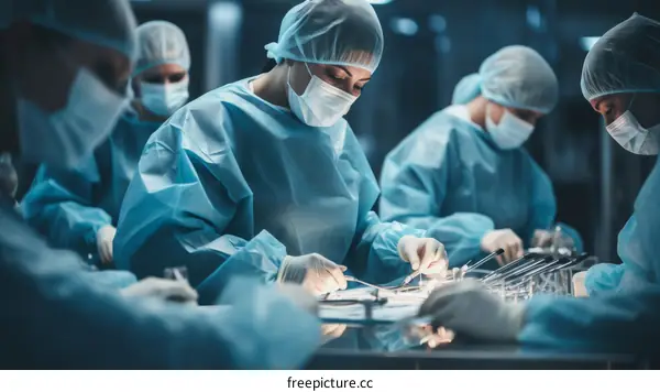 A group of surgeons in the operating room during surgery
