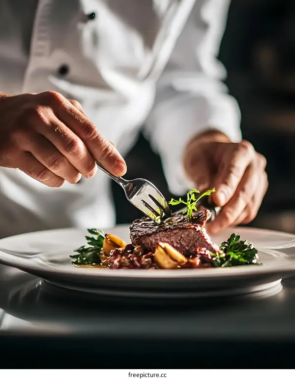 Chef Preparing a Delicious Steak Dish