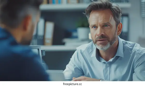 Businessman having a serious conversation with a colleague