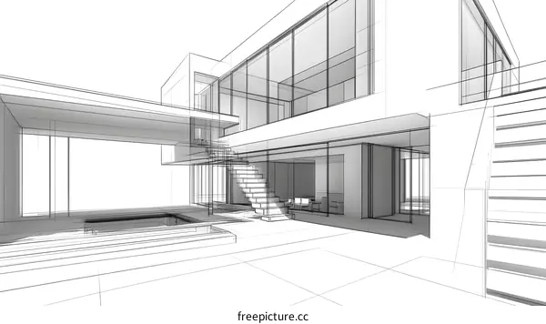 Modern Home Design Architectural Sketch