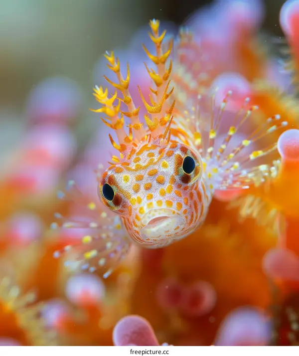 A Tiny Orange Fish with a Crown of Yellow and White Spots