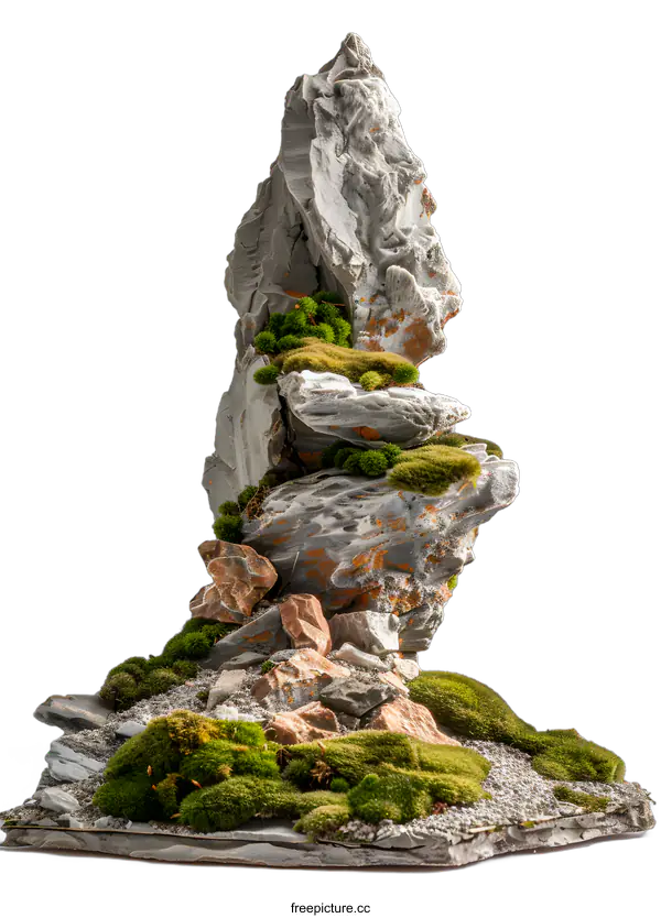 [Transparent Background PNG]Miniature Mountain Landscape with Moss and Rocks