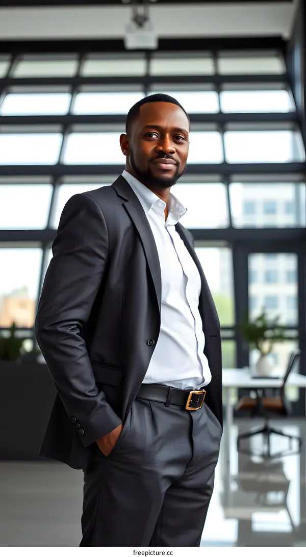 Portrait of a Confident African American Businessman in a Suit