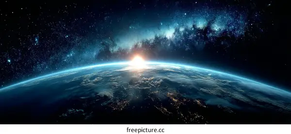Celestial Sunrise over Earth