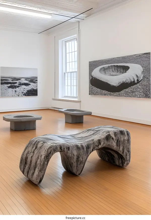 Abstract Sculptures in a Gallery Setting