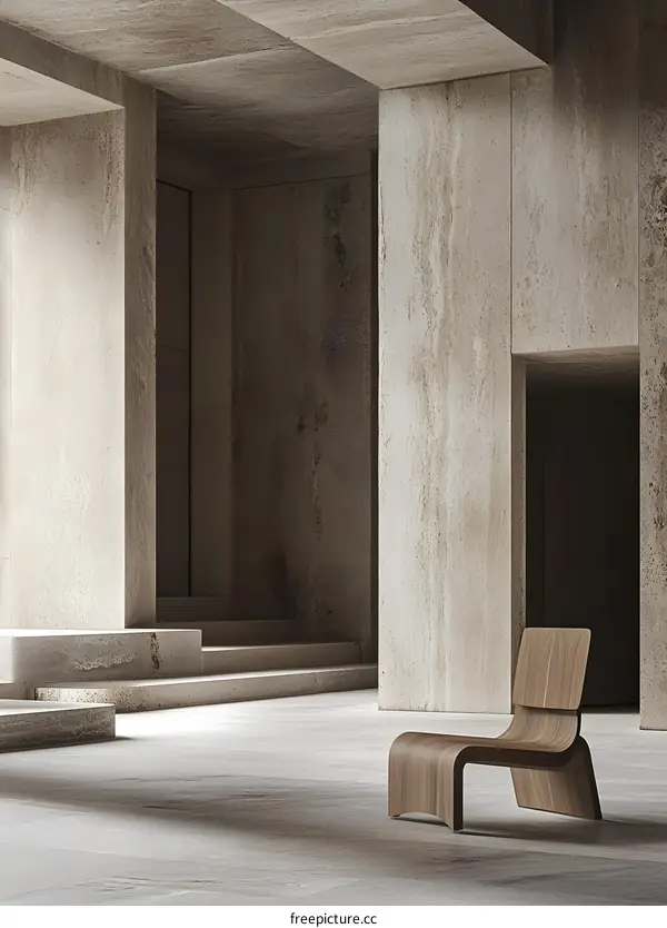 Modern Chair in Minimalist Concrete Interior