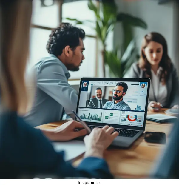 Business people having a video conference call in the office