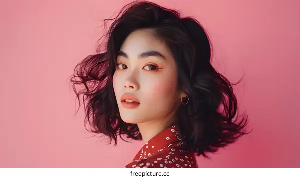 Portrait of a Young Asian Woman With Short Hair