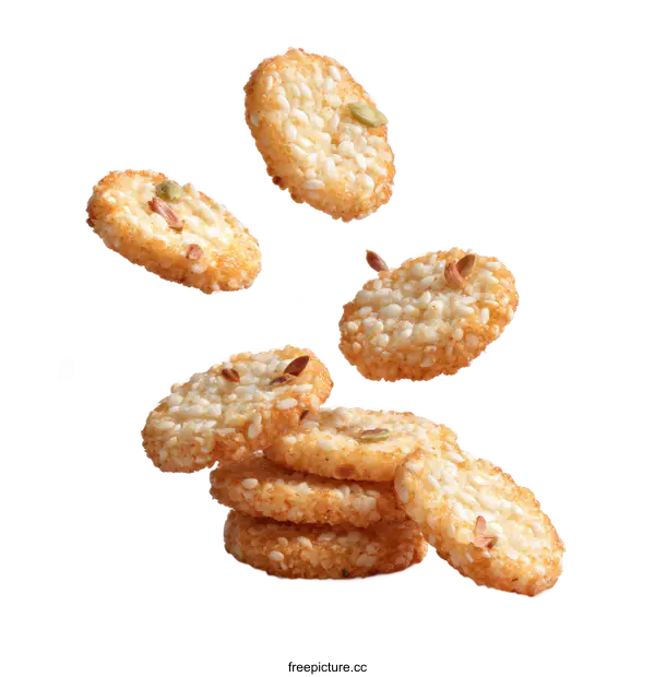 [Transparent Background PNG]Delicious Crispy Rice Cakes with Seeds