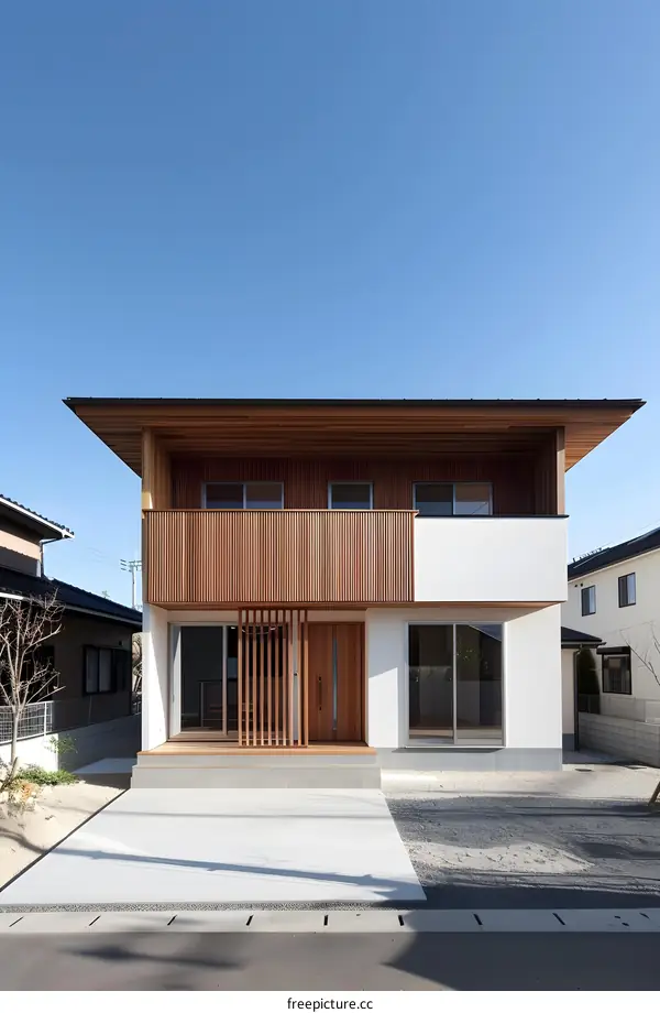 Modern Japanese Style House With Wooden Facade