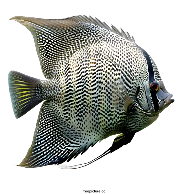 [Transparent Background PNG]Beautiful Freshwater Angelfish on White Background