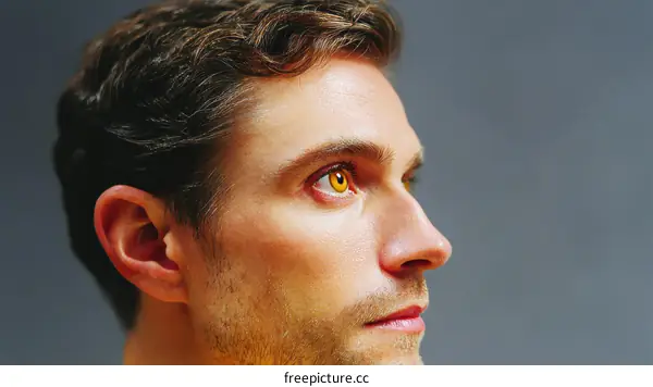 Close up portrait of a Caucasian male with striking eyes