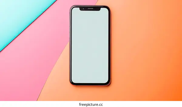 Smartphone Mockup on Colored Background