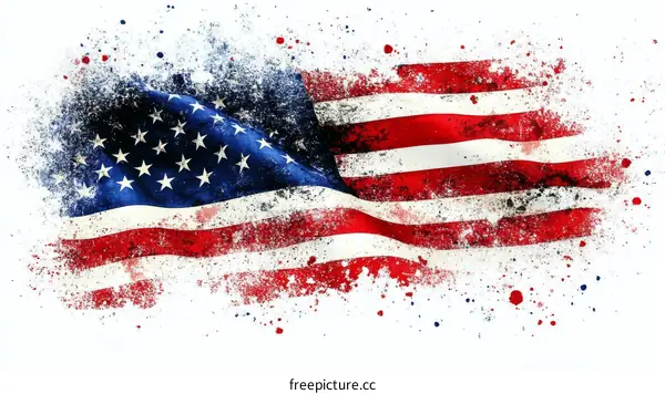 American Flag Illustration with Splatter Effect