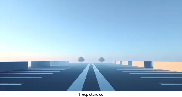 Empty Parking Lot Under a Pale Sky