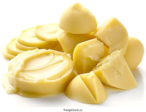 White Chocolate Pieces Isolated On White Background