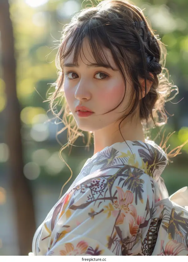Asian Woman in Traditional Japanese Dress
