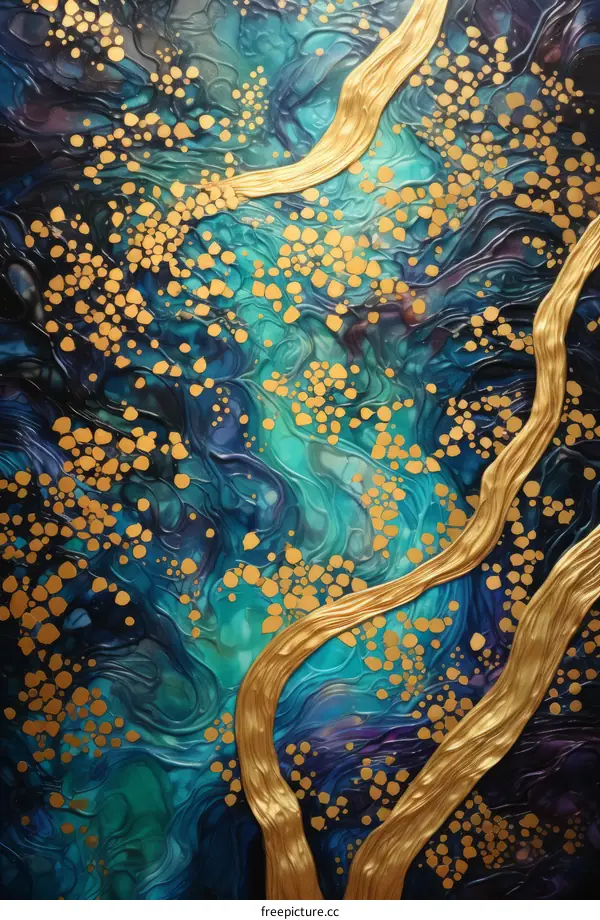 Golden Veins in Abstract Painting