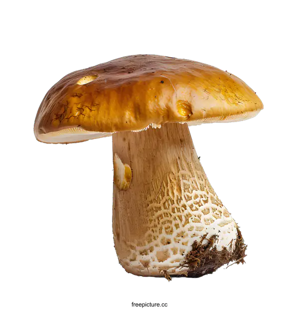 [Transparent Background PNG]Single Brown Cep Mushroom Isolated on White Background