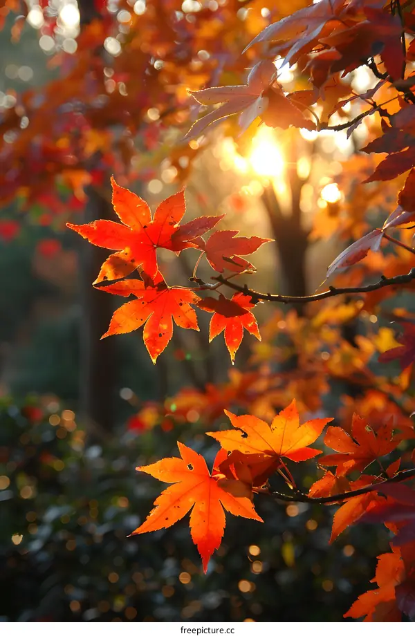 Autumn Leaves With Sunset Light