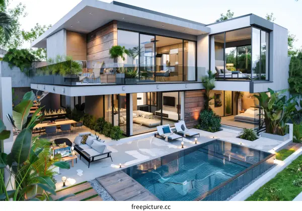 Modern Luxury Villa with Pool and Garden