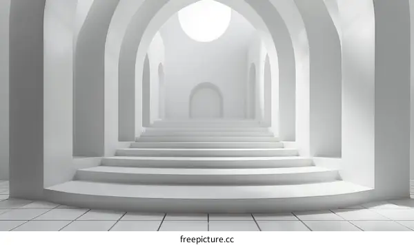 Abstract White Architectural Staircase Design