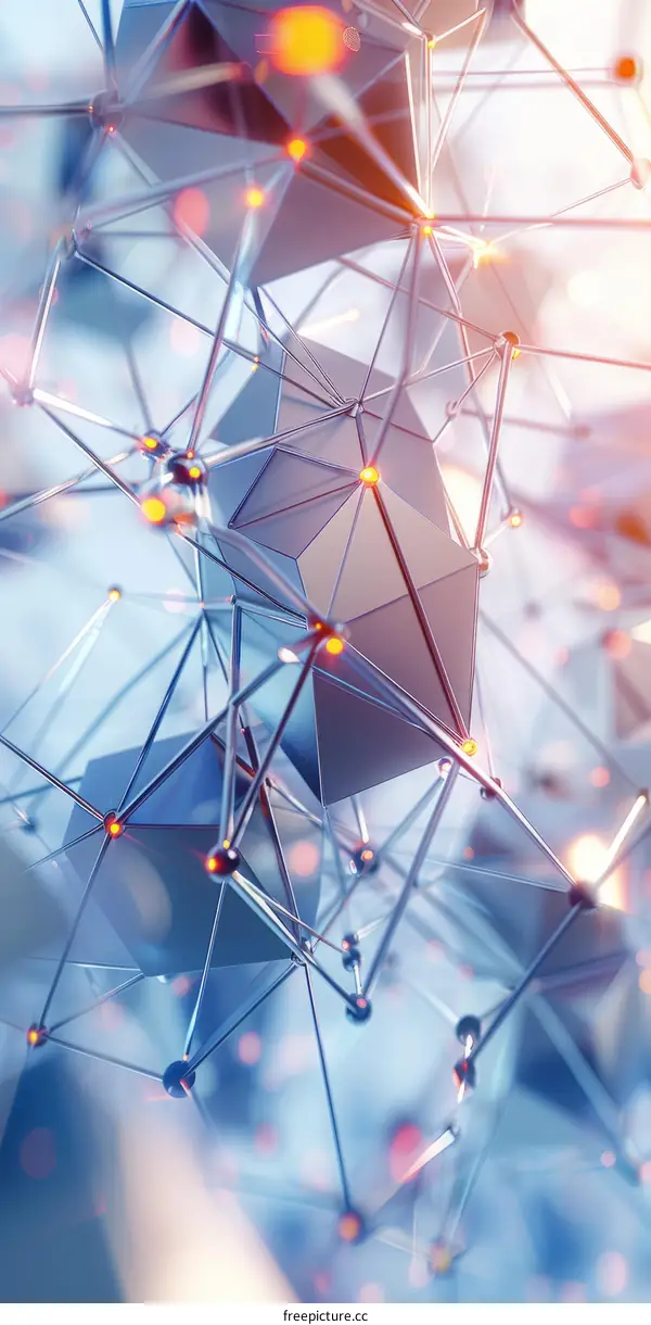 Glowing Molecular Structure 3D Rendering