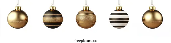 Christmas Ornaments Set with Gold and Dark Colors