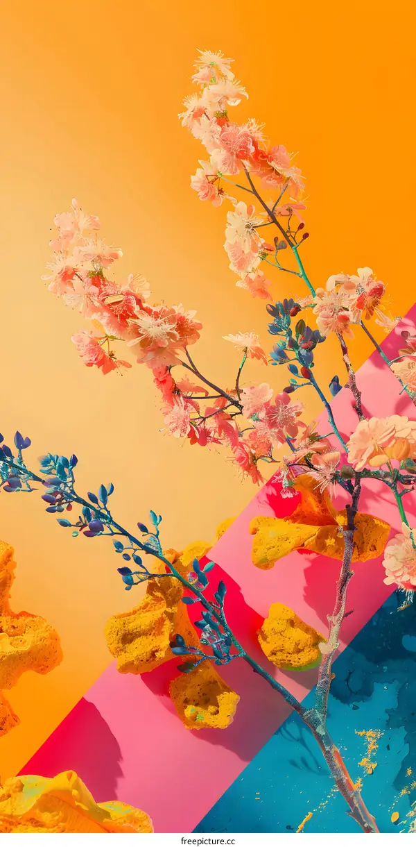 Abstract Floral Art With Bright Colors And Shapes