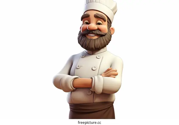 Bearded Cartoon Chef Smiles for the Camera