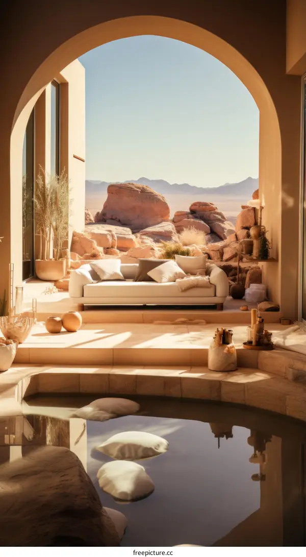 Modern Desert House with Pool and Mountain Views