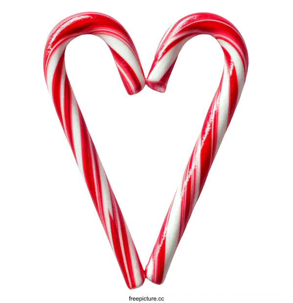 [Transparent Background PNG]Christmas Candy Canes Forming a Heart Shape