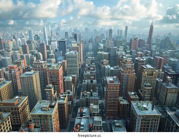 Modern Skyscrapers in a Bustling Metropolis