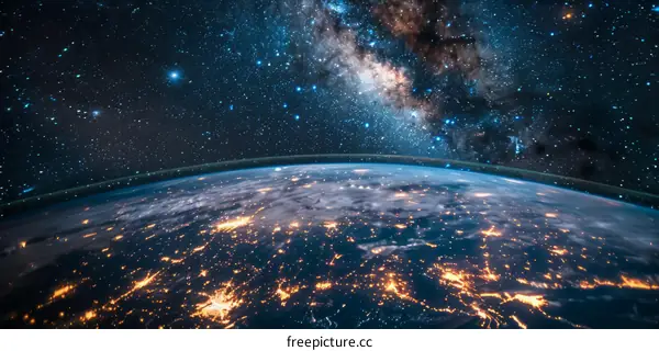 Earth from space showing city lights at night