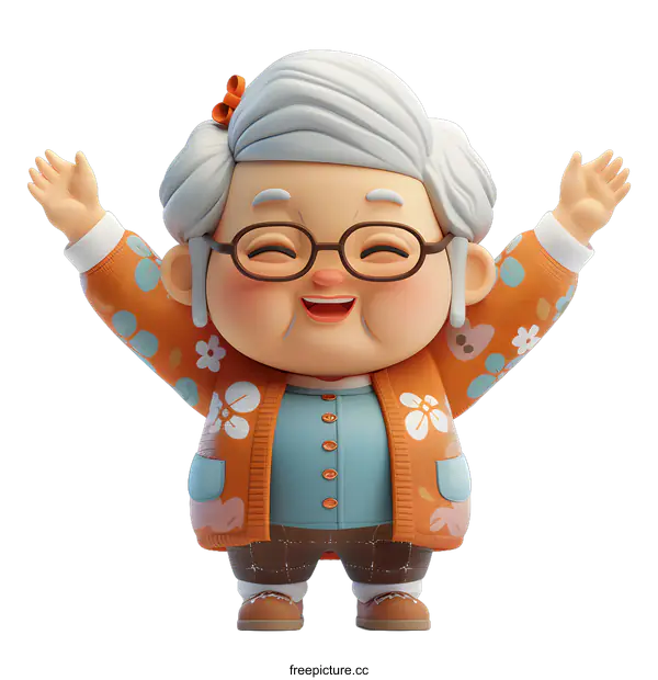 [Transparent Background PNG]Cartoon of an elderly woman