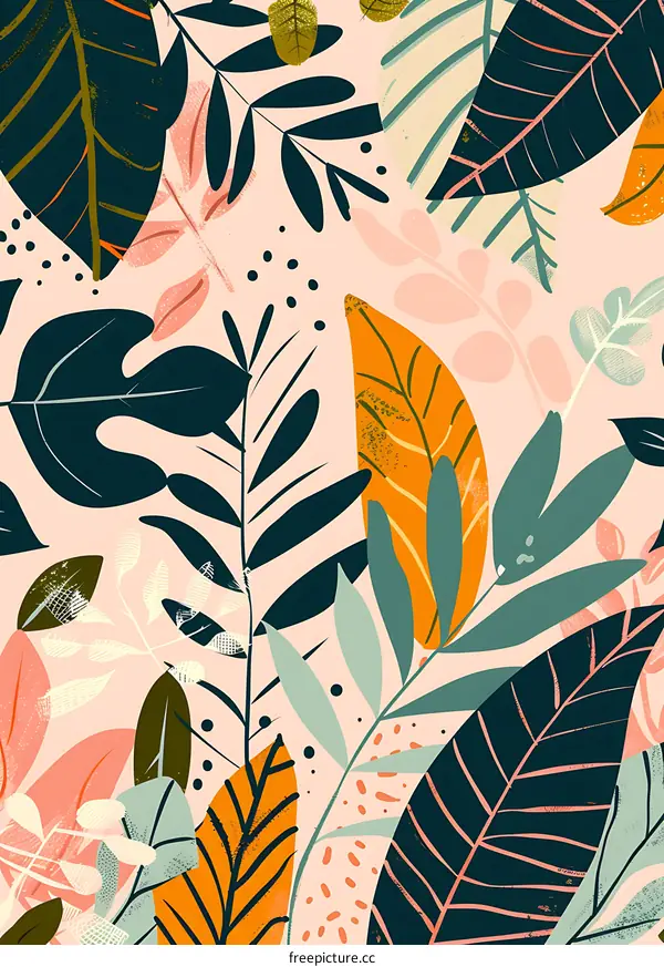 Abstract Tropical Leaves Pattern