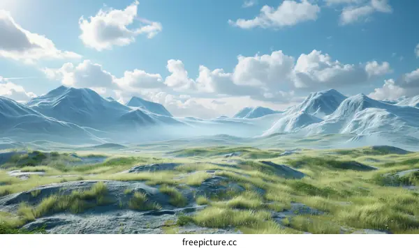 Majestic Mountains with Rolling Green Hills