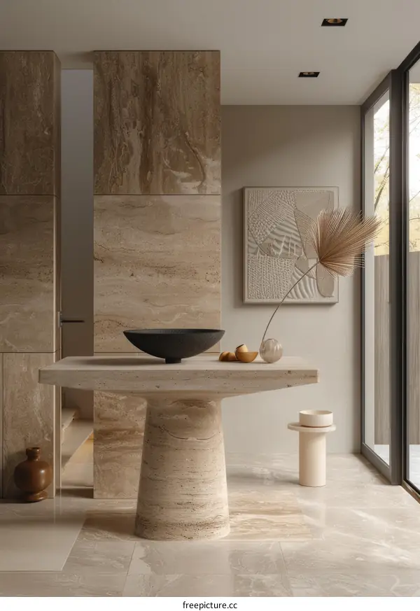 Modern minimalist marble entrance hall